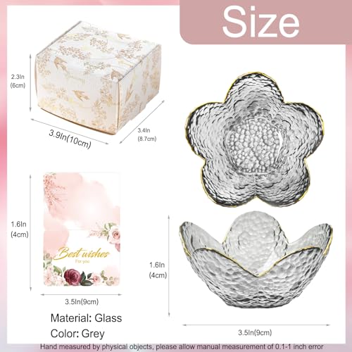 Image of Grey Flower Jewelry Dish Glass Ring Dish Jewelry Tray Cute Vanity Organizer Room Decor Aesthetic Nightstand Bathroom Decor Trinket Dish Ring Holder Dish House Warming Gifts Stocking Stuffers for Women