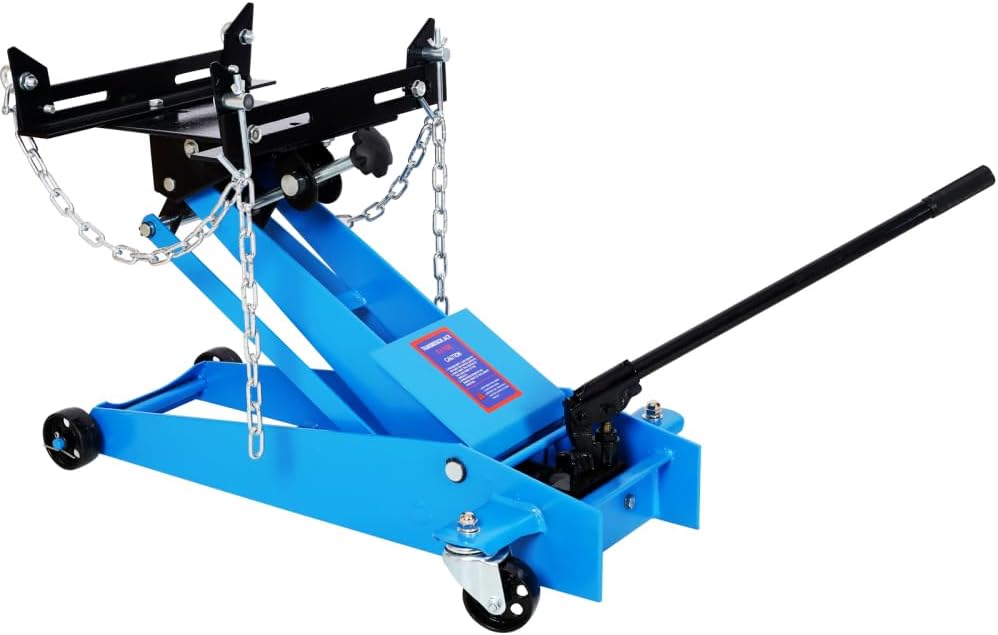 Floor Transmission Service Jack, Hydraulic Jack 1/2ton Capacity 1000lb with Hydraulic Hand PUM and Universal Mounting Head, Low Profile (Blue)