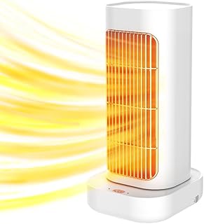 1300W Space Heater, 90° Oscillating Electric Heater Free Standing Ceramic Heater 2 Mode, 3s Fast Heating, Overheating & Tip-Over Protection, Portable Heater for Home Office (White)