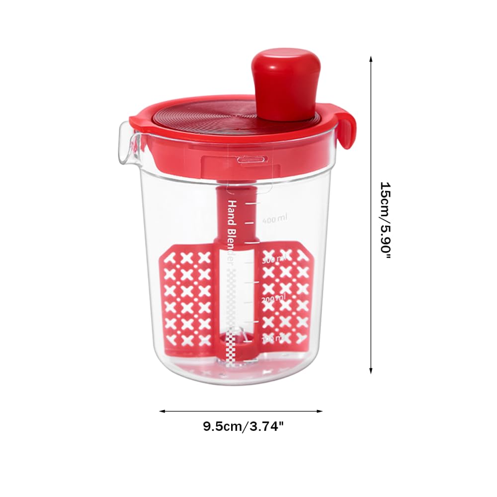 MiOYOOW Salatdressing-Mixer, 500ml Eierfilter-Mixbecher, Manuelle Rührflasche, Manuelle Saucen Shaker Flasche mit Skala für Ei, Teig, Salatdressing