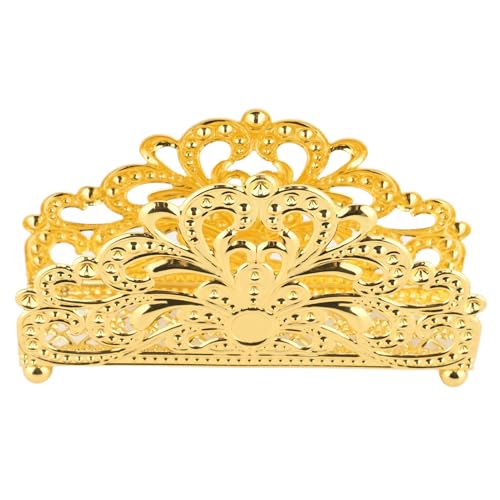 EIMSOAH Porte-serviettes sur Pied Vintage en Fer doré, Organisateur élégant pour Hôtel Restaurant, Support de Serviette de Bureau en Métal pour Table à Manger (Motif de fleurs)