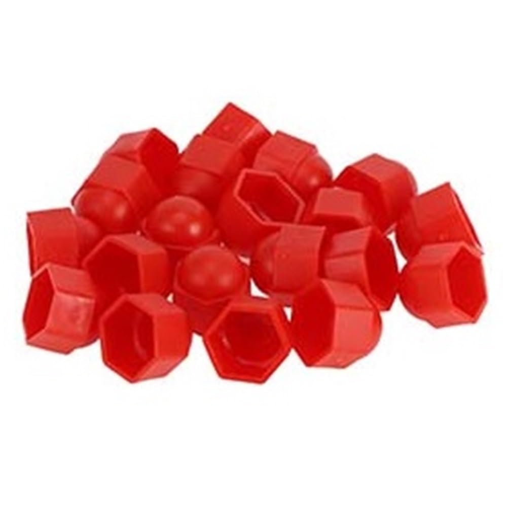 LOCKLGFMCZ 17mm Wheel Lug Nut Bolt Covers HubThread Protector Screw Cap Rust Proof External Decoration Car Accessories(Rosso)