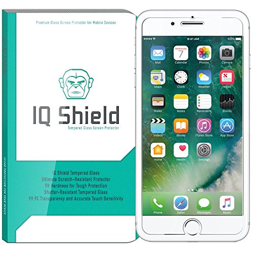 IQ Shield Glass Screen Protector Compatible with Apple iPhone 7 Plus (Version 2) Clear Tempered Ballistic Glass HD and Transparent Shatter-Proof Shield, 99% Touch Accuracy