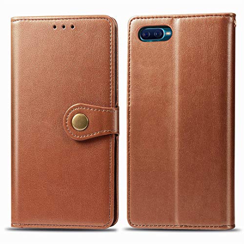 Funda Oppo K1 / R15X, de piel sintética de alta calidad, con cierre magnético redondo, ranuras para tarjetas, funda protectora con correa de mano para Oppo K1 / R15X, compatible con OPPO K1 / R15X