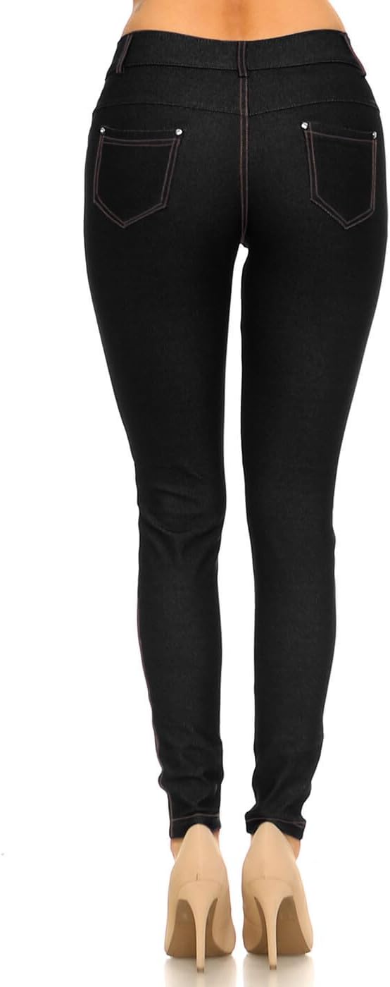 ICONOFLASH Women's Jeggings Pull On Slimming Cotton Jean Like Skinny Fit Leggings (Small to 3X Large) - Image 2