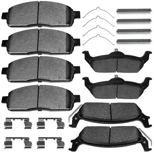 Image of Brake Pads Front and Rear Compatible with 2004-2008 Ford F-150, 2006-2008 Lincoln Mark LT Automotive Replacement Brake Pads Semi-Metallic D1083-7915 D1012-7916