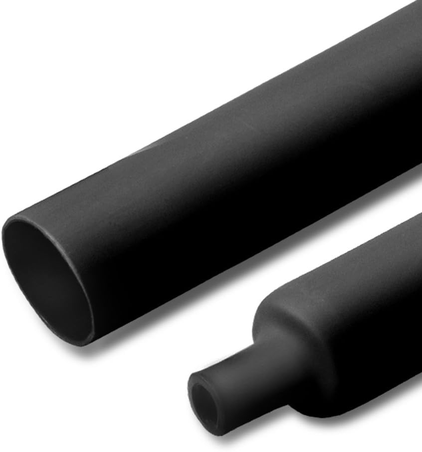 1 inch (Diameter) 3:1 Dual Wall Adhesive Heat Shrink Tubing, Large Glue Lined Marine Cable Sleeve Tube, Premium Wire Wrap Protector for DIY by MILAPEAK (4 Feet, Black)