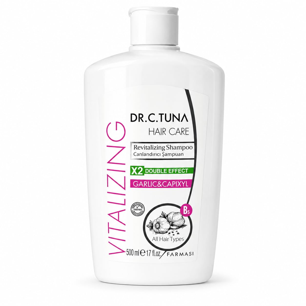 FARMASi Dr. C. Tuna Vitalizing Garlic Shampoo with Capixyl, 17 fl oz 17 Fl Oz (Pack of 1)