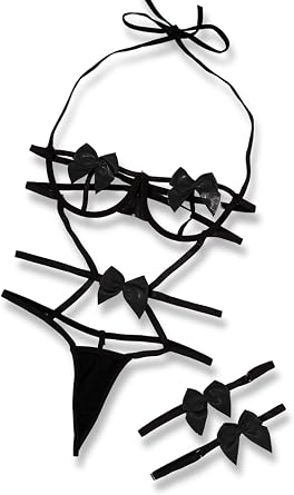Kaei&Shi Womens Bow Lingerie Sets With Garter,Cutout Underwire Bodysuit Teddy