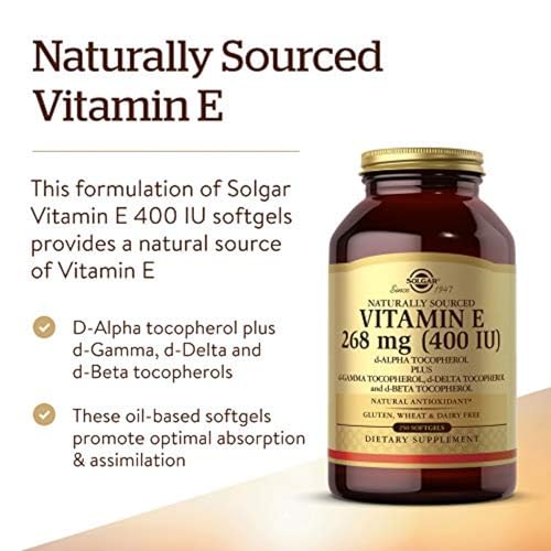 Solgar Vitamin E 268 mg (400 IU), 250 Mixed Softgels - Natural Antioxidant, Skin & Immune System Support - Naturally-Sourced Vitamin E - Gluten Free, Dairy Free - 250 Servings, (Pack of 2) - image 3