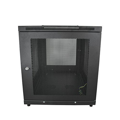 Image of StarTech 12U 19in Enclosed 4-Post Server Cabinet, 29in Deep, 992lb /450kg | EIA-310 compliant, Casters and leveling feet, 1U fixed shelf, 27.8in high, 75cm mount depth, 10ft tie