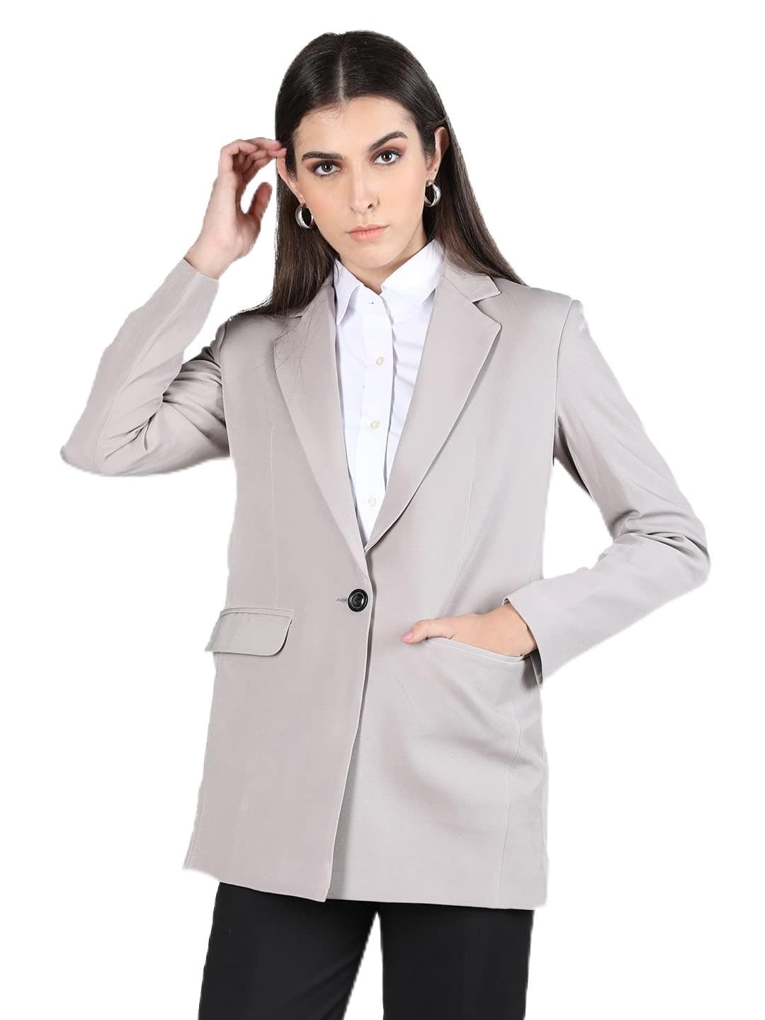 Blazer for Women Formal wear Solid Regular Fit Stylish Office Winter Wear Full Sleeve with Lapel Collar Business & Everywhere-image-10