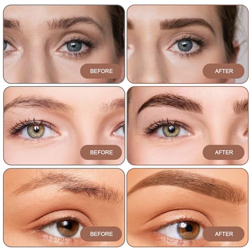 Liameph All-in-One Eyebrow Kit - 6-Color Stamp and Powder Set With Stencils, Brushes, Pencil, Tweezer and Knife - Waterproof