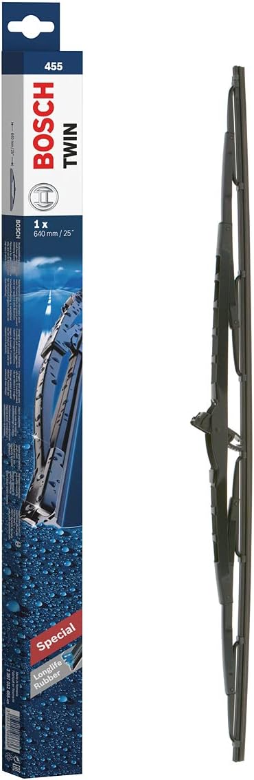 Escobilla limpiaparabrisas Bosch Twin 455, Longitud: 640mm – 1 escobilla limpiaparabrisas para el parabrisas frontal