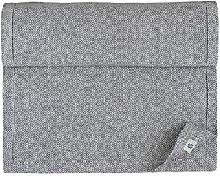 Linen & Cotton Luxury Hemstitched Table Runner SCANDI, 100% Linen - 44 x 130cm (17.6'' x 52''), Grey/Silver