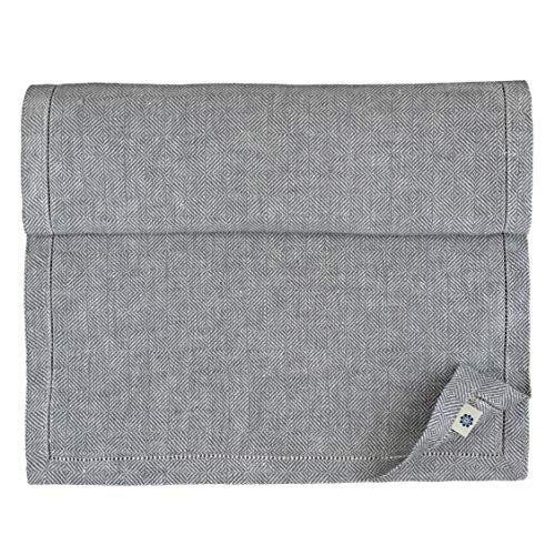 Chemin de table scandi en lin ajouré déco scandinave gris