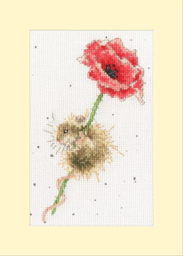 Bothy Threads 'Poppy Mouse' Counted Cross Stitch Card Kit
