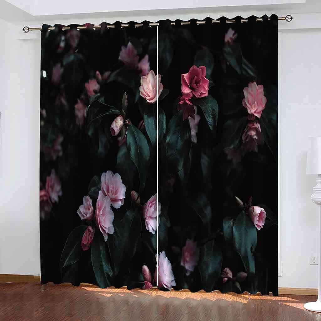 Rideaux occultants anti-froid et bruit roses 3D pour le salon et chambre d'enfant