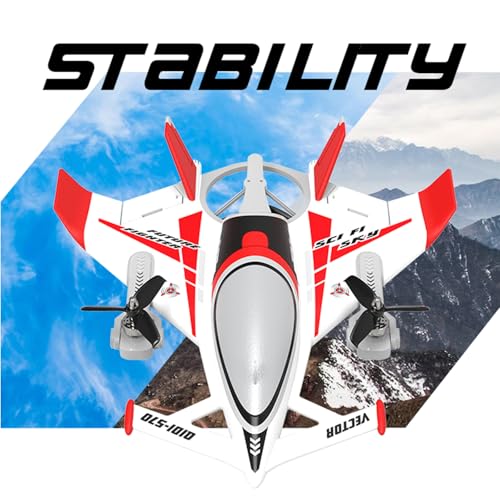 Image of FLYCOLOR QIDI 570 RC Airplane 2.4Gh 6CH RC Glider Fixed Wing Aircraft 3 Flight Models Brushless RC Helicopters Vertical Takeoff RC Glider (Red)