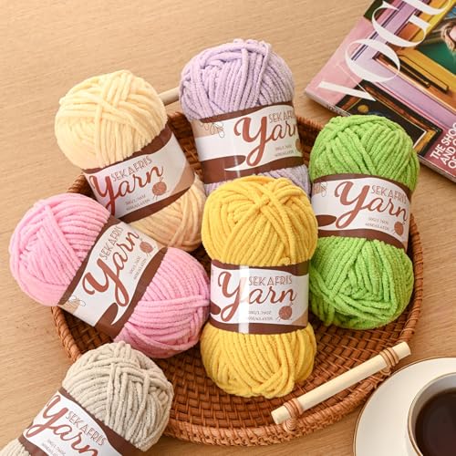 Image of 2 Pack Fluffy Velvet Yarn for Crocheting,Baby Blanket Yarn for Crocheting Soft,100g(131yds) Amigurumi Yarns,Plush Chenille Crochet Yarns,Puzzle Yarn for Crochet Weaving Craft(2 Coffee)