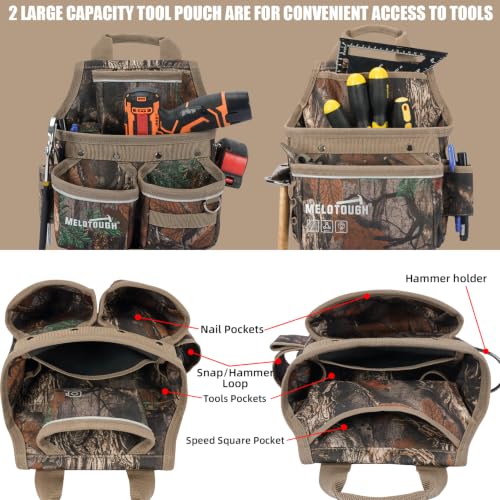 Image of MELOTOUGH Professional Camo Tool Belt with Suspenders Carpenter Tool Belt