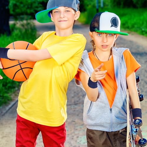 Image of Bememo 12 Pack Wristbands Sweatband for Women Men, Neon Colored Sport Wrist Bands, Tennis Football Basketball Sweatbands, Moisture Wicking Arm Bands for Working Out