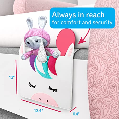 Image of PIKL Unicorn Hamper Bedside Caddy set Patented design Quality Girls Laundry Hamper with Carry Handle and hanging storage organizer bed pocket unicorn decor Ideal gift for girls kids laundry basket