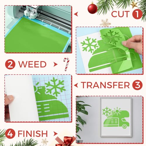 Image of IModeur Glossy Green Permanent Vinyl - 12 inch x 8 FT Permanent Adhesive Vinyl Roll for Cup Deco, Party Decoration, Sticker.