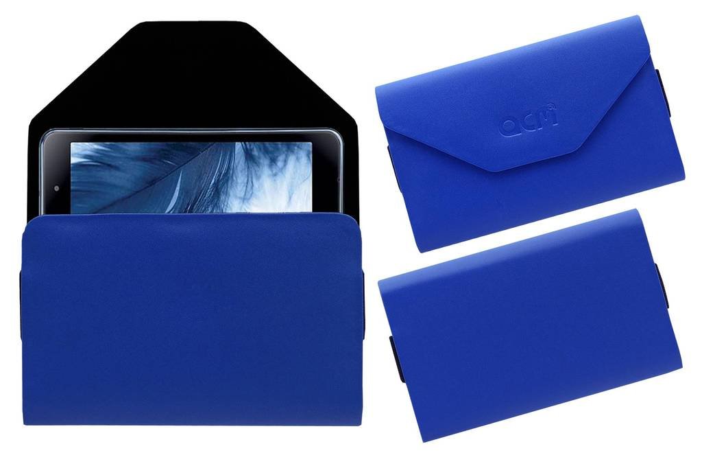 Acm Pouch Case Compatible with Iball Co-Mate Tablet Flip Flap Cover Blue