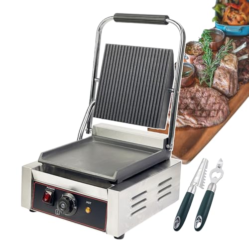 CAFIEDR Sandwicheras eléctricas comerciales y prensas de Pan Grill con Placas antiadherentes en Ambos Lados 50-300 °C/Tostadoras de sándwich antiadherentes para Opciones de cocción, Camp(Liso)