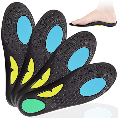 Plantillas Ortopédicas de Gel con Memory Foam para Hombre y Mujer, Amortiguación Antifatiga y Soporte del Arco - Alivio para Fascitis Plantar, Dolor de Talón y Pies Planos (Azul, 41-42)