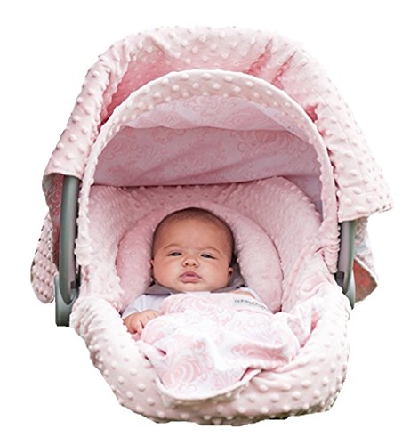 Image of Carseat Canopy 5 Pc Whole Caboodle (Angelina) Baby Infant Car Seat Cover Kit with Minky Fabric