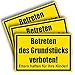 Produktbild 3 Stück Privatgrundstück Unbefugten ist das Betreten und Befahren verboten Schild 20 x 30 cm aus stabiler PVC Hartschaumplatte 3mm Eltern haften für ihre Kinder mit UV-Schutz von STROBO