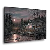 LOT BASIC Terry Redlin Quiet Night Landscape Painting, Wall Canvas Print, Wall Poster, Home Decor, L