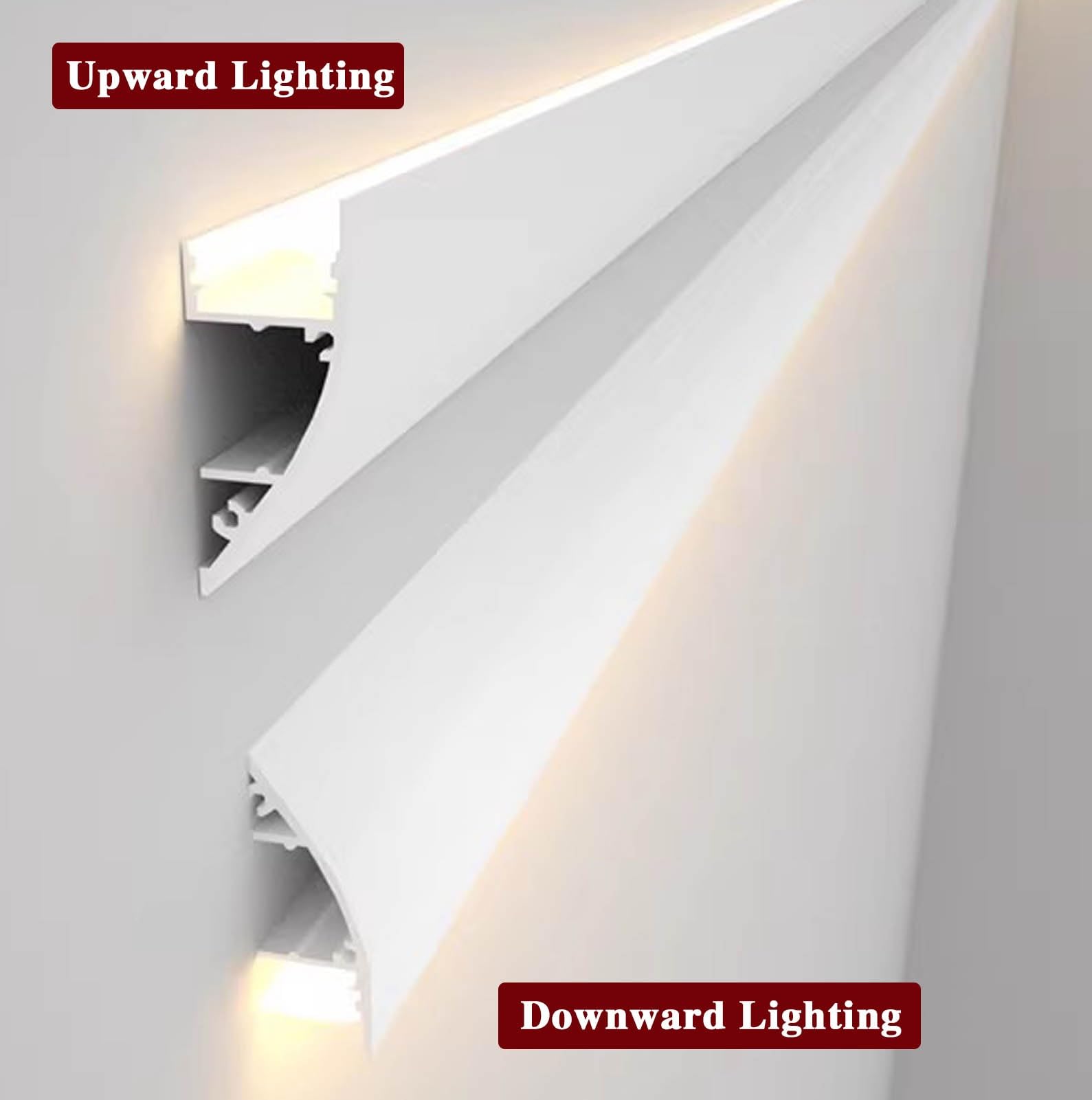Aluminiumprofil für LED-Lichtstreifen, flexible Zierleiste, Wand, Decke, Eckdekoration, indirekte Beleuchtung, 21 m weißer K