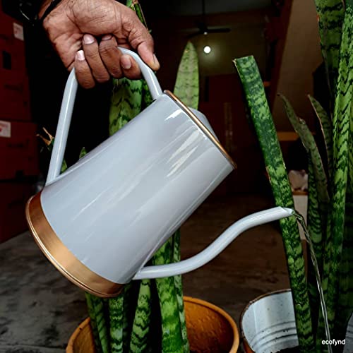 ecofynd 1.5 Litre Metal Watering can for Plants, Garden Water can for Kids, Flower Watering Pot for Home Gardening, Color - Grey, Size - 1.5 L with spout