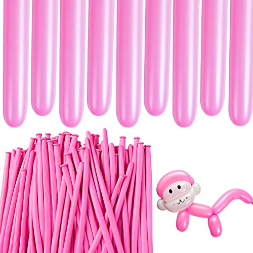Image of Pink 260 Long Skinny Twisting Animal Balloons, Rainbow Balloons for Animal Shapes Carnival Festival Party Supplies 100pcs