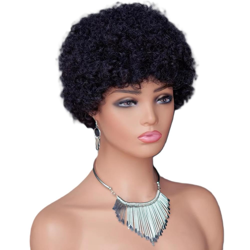 Haarpflege Lockige BOB Perücke Aus Echthaar In Natürlicher Farbe Gebrauchsfertig 250% Dichte Für Frauen(6 inches) | 15,2 cm
