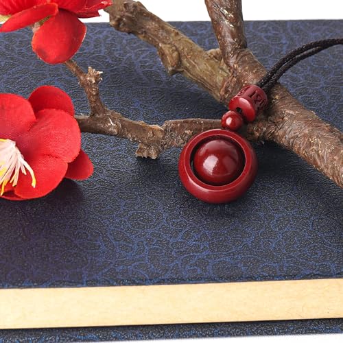 Cinnabar Six Syllable Mantra Rotating Pendant Necklace – Feng Shui Amulet for Protection, Good Luck, and Prosperity, Unique Gift for Positive Energy.3