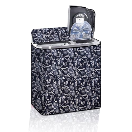 Image of The Furnishing Tree Semi-Automatic Top Load Washing Machine Cover | Waterproof & Dustproof | Easy to Clean | Inlet & Outlet Pipe Provision | Durable & Washable, Self Blue Polyester (51x80x86 CM)