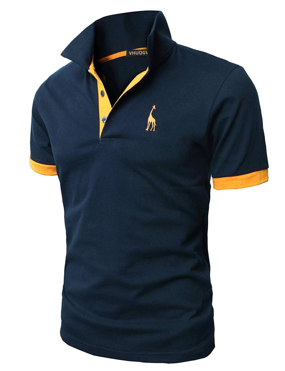 VHUQGVU Polo Uomo Essenziale Manica Corta 100% Cotone Contrasto Colore Golf Sportiva Poloshirt