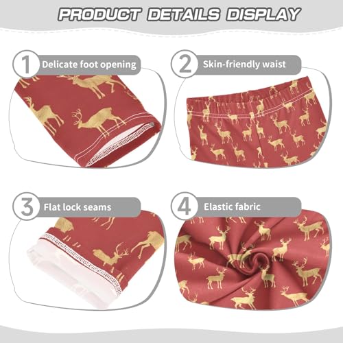 Golden Deer Pattern Girls Leggings Kids Yoga Pants Athletic Tights Pants 4-10 Years3
