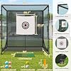 Shopsource Golf Cage with Steel Freame, 10x10x10ft Golf Hitting Net Cage with Rubber Hose, Noise Reduction for Backyard Indoor Outdoor Lawn Practice(Includes 1 Hitting Mat 6 PU Balls 1 Tee)
