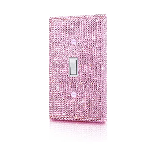 Image of Shiny Pink Rhinestones Wall Plates Light Switch Decorative Cover Plate Single Toggle Rhinestones Outlet Covers Wall Plate Decorative