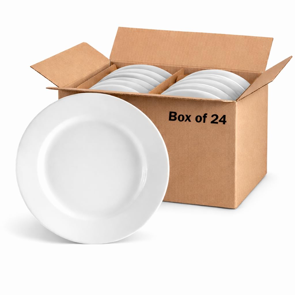 CAC China RCN-8 - Platos al por mayor de 24 unidades, porcelana, color blanco brillante