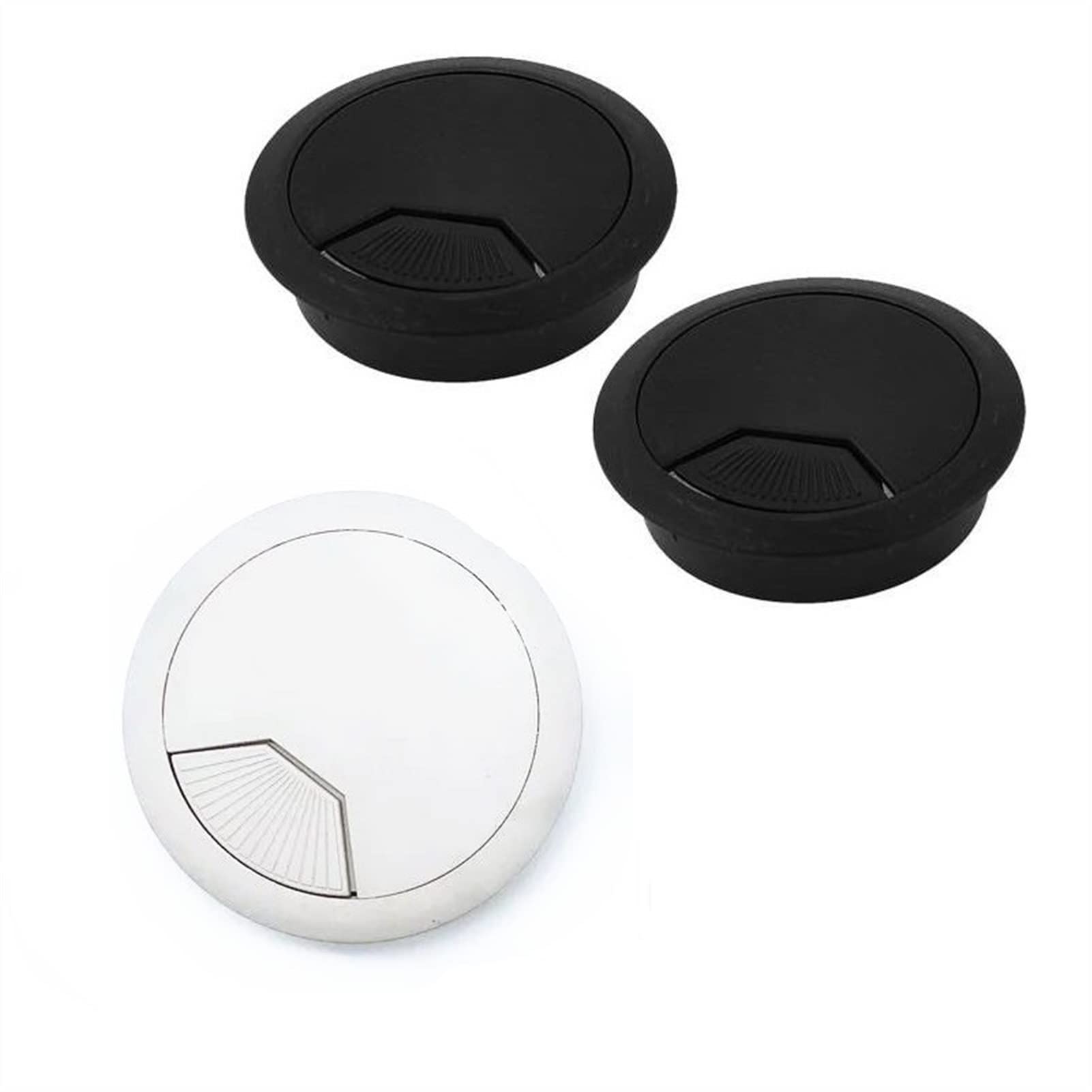 Passacavi da scrivania, 10 pezzi, 60 mm, 53 mm, 50 mm, per porta cavi, per scrivania e computer, colore grigio, 53 mm