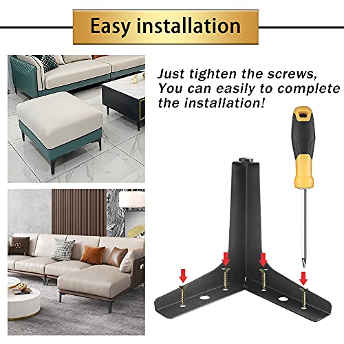 Gosche Metal Furniture Legs Set Of 4, Matte Black Sofa Legs 6 Inch, Modern Style Replacement Feet For Couch Dresser Chair Bed Table Cabinet Ottoman Cupboard Diy Replacement Parts #TOP5
