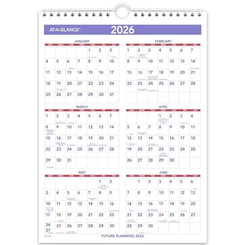Image of AT-A-GLANCE 2025 Wall Calendar, 8 inch x 11 inch, Small, Ruled Blocks (PM12825)