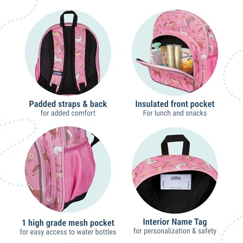 Image of Wildkin 12 Inch Toddler Backpack for Kids, Wild Horses | Ages 3-7, lightweight toddler backpack for daycare, preschool, and travel