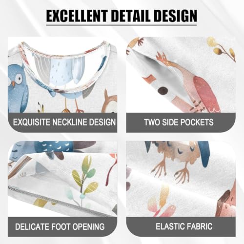 senya Short Sleeve Pajamas Sets Summer Cotton Sleepwear Watercolor Owls4